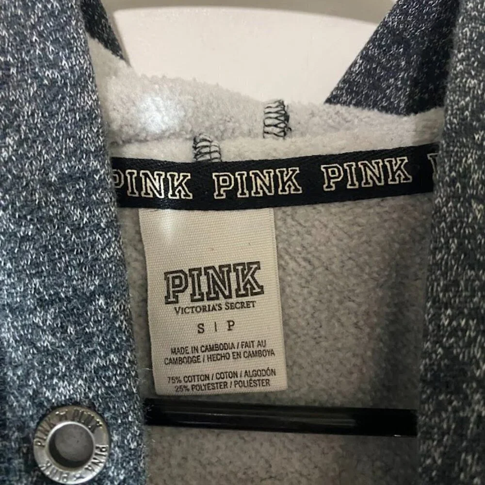 PINK Heather Grey Full Zip Hoodie